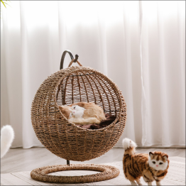 时尚设计舒适玩具藤铁材质水草猫秋千床